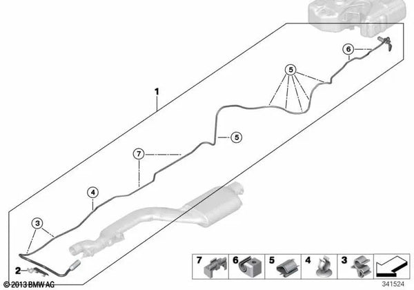Dosierleitung para BMW F02N (OEM 16197339194). Original BMW