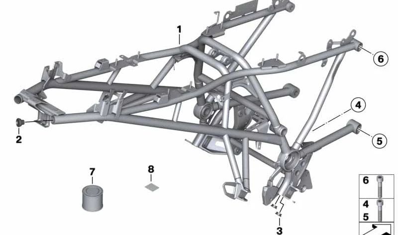 Subchasis trasero OEM 46517706359 para BMW Motorrad R 1200 GS (RK25) 2006-2007. Pieza original BMW Motorrad.