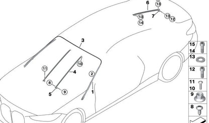 Clip pour la moulure inférieure du pare-brise OEM 51317437711 pour BMW F40, F52, F44, G42, U06, G20, G21, G28, G80, G22, G23, G26, G82, G83, F39, G05, G18, F95, G06, G06 , G06, F96, G07. BMW d'origine.
