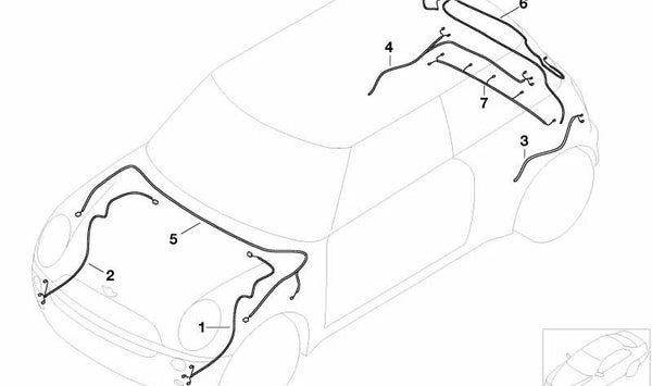 Cables de reparación delanteros izquierdos OEM 61116937299 para MINI R53 Cooper S RE31, RE32, RE41, RE42. Original MINI.