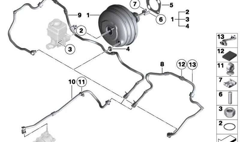 Tubo de vacío OEM 11667576784 para BMW F10, F11, F01, F02. Original BMW.