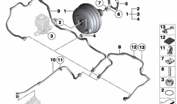 Tubo de vacío OEM 11667576784 para BMW F10, F11, F01, F02. Original BMW.