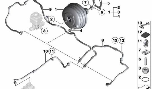 Tube à vide OEM 11667576785 pour BMW F10, F11, F18, F18N, F01, F01N, F02, F02N. Remplacement BMW d'origine.
