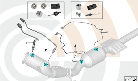 Palpador de temperatura de gases de escape OEM 13628742709 para MINI F56, F55, Cabrio F57... y más. Original MINI.