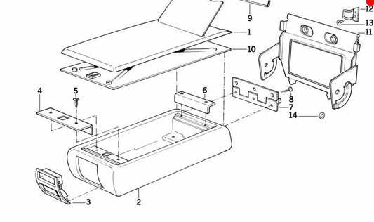 Original OEM 52201937368 center armrest for BMW 5 Series (E34). Original BMW.