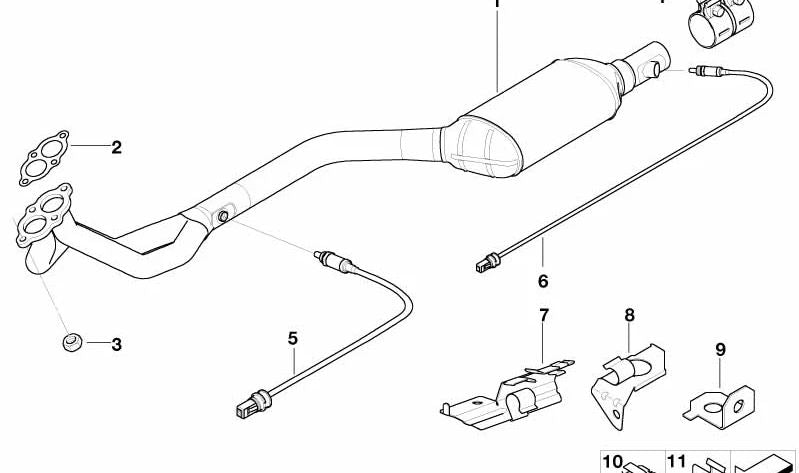 Soporte sonda lambda OEM 11781247998 para BMW E36, Z3. Original BMW.