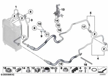 Linea di raffreddamento dell'olio avanzato per BMW E70N, E71, E72 (OEM 17227576394). BMW originale