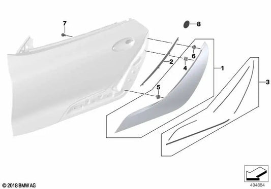 Panel exterior de puerta derecha imprimado OEM 51138737790 para BMW Serie 3 E46, E90, F30... y más. Original BMW.
