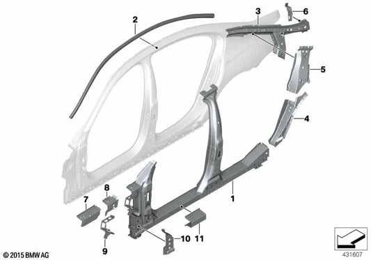 Aide d'ouverture de gauche pour la série BMW 7 G11, G12 (OEM 41007421769). BMW d'origine.