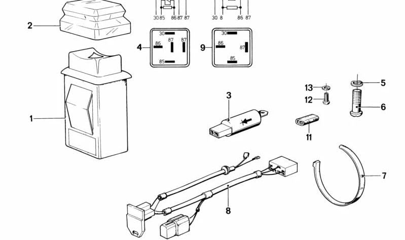 Cableado para sistema de luces de emergencia OEM 61111243680 para BMW Motorrad R45 y R65 (modelos R450351, R450352, R450354, R450355, R450356, R650353, R650358, R650360). Original BMW.
