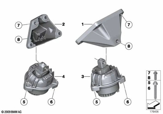 Left Engine Mount for BMW F10, F06, F12, F13 (OEM 22112284111). Original BMW.