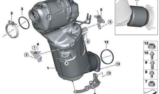 Junta de escape OEM 18307822989 para BMW G60, G61, G45. Pieza original BMW.