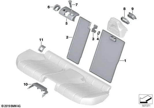 Upper Middle Backrest Insert for BMW 5 Series F90, G30, G30N, 8 Series F93, G16 (OEM 52207397418). Genuine BMW.