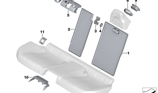 Embellecedor cerradura cinturón OEM 52207436800 para BMW F90, G30, F93, G16. Original BMW.
