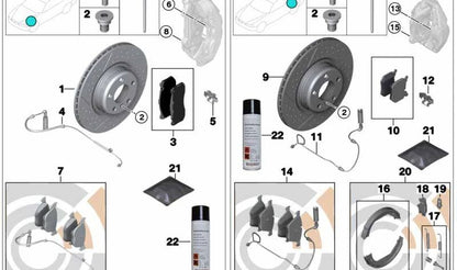 Kit de reparación de pastillas de freno sin amianto para BMW Serie 1 E82, E88 (OEM 34216797863). Original BMW