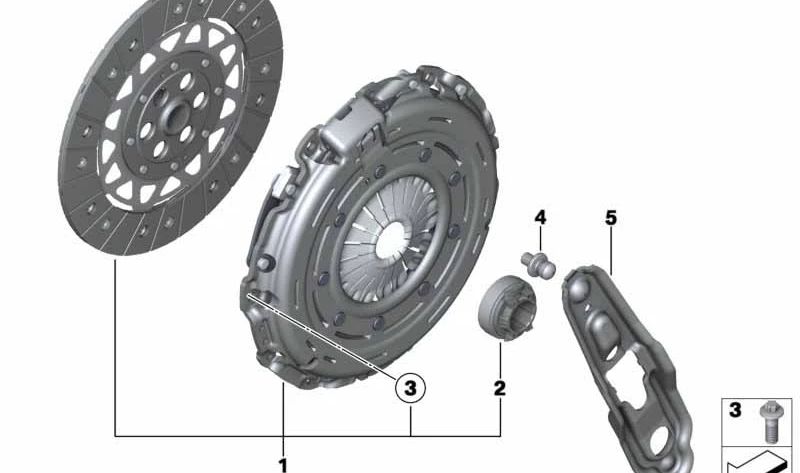 Kit de embrague OEM 21208606067 para MINI R55, R56, R57, R58, R59, R60, R61, 3/20. Compatible con todos los modelos indicados. Recambio original MINI.
