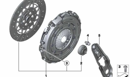 Kit de embrague OEM 21208606067 para MINI R55, R56, R57, R58, R59, R60, R61, 3/20. Compatible con todos los modelos indicados. Recambio original MINI.