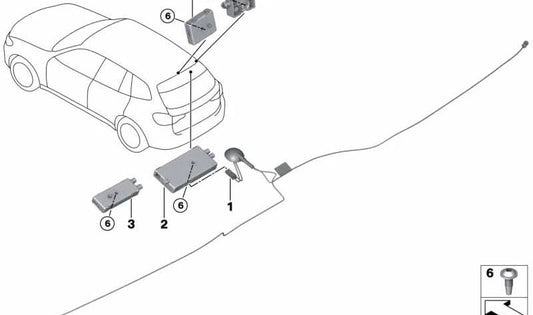 FM2 -Antennenverstärker für BMW X4 F98, G02 (OEM 65206840268). Original BMW.