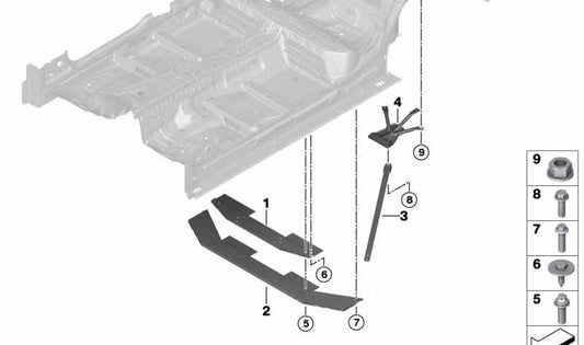 Barra de torsión trasera OEM 51617401269 para BMW G30, G30N, G31N, G38, G38N. Refuerzo de carrocería trasero. Original BMW.