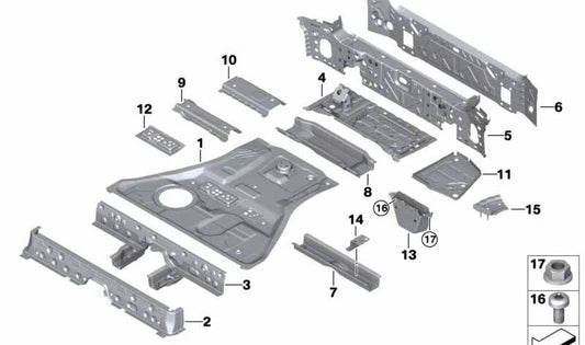 Rear bodenblech for BMW X5 F95, G05, G18, X6 F96, G06 (OEM 41007947329). Genuine BMW
