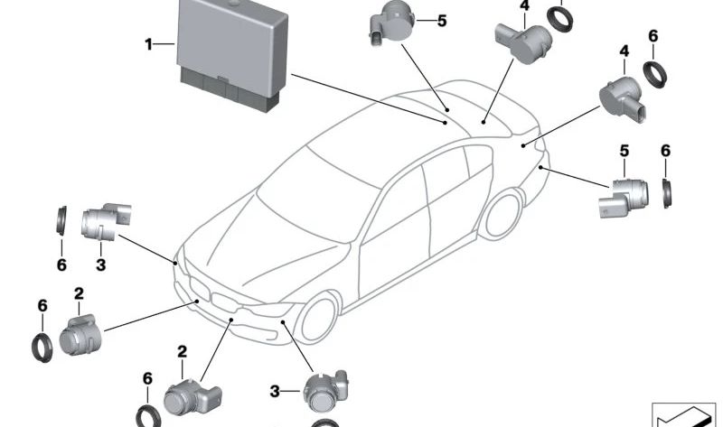 Sensor de ultrasonidos PDC azul Phytonic OEM 66206840236 para BMW X1 F48, X1 F48 LCI, X2 F39. Original BMW.