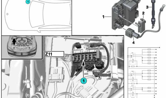 Cable adaptador OEM 12517599335 para BMW F07, F10, F11, F18, F06, F12, F13, F01, F02. Original BMW.