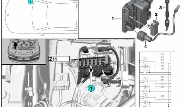 Cable adaptador OEM 12517599335 para BMW F07, F10, F11, F18, F06, F12, F13, F01, F02. Original BMW.