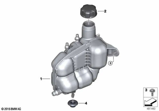 Expansion tank for BMW 1 Series F40, F52 2 Series F44, F45N, F46, F46N X1 F48, F48N, F49N X2 F39 (OEM 17138687503). Original BMW.