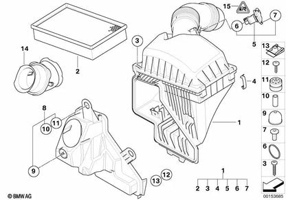 Carcasa de aire crudo izquierda para BMW E65, E66 (OEM 13717571983). Original BMW