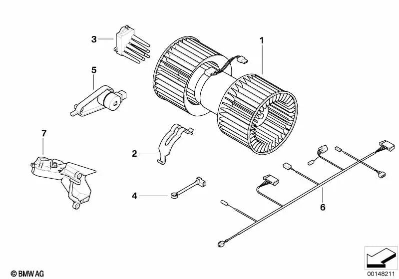 Heating/air conditioning device wiring for BMW E46, E83, E83N (OEM 61126910086). Original BMW