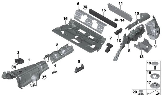 Aislante acústico maletero izquierdo OEM 51489873661 para BMW X5 G05, X6 G06, X7 G07, XM G09. Compatible solo con versiones indicadas. Original BMW.