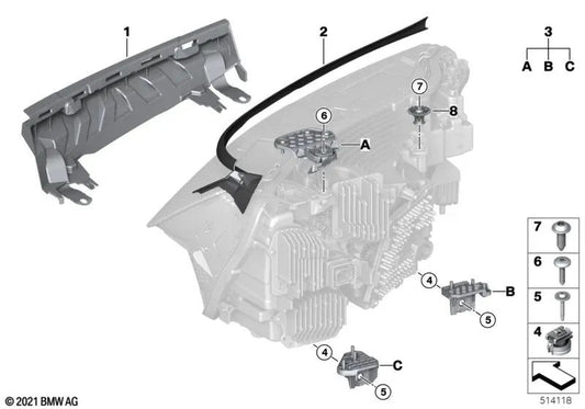 Support für linke Scheinwerfer für BMW i20 (OEM 63215A220B7). Original BMW.