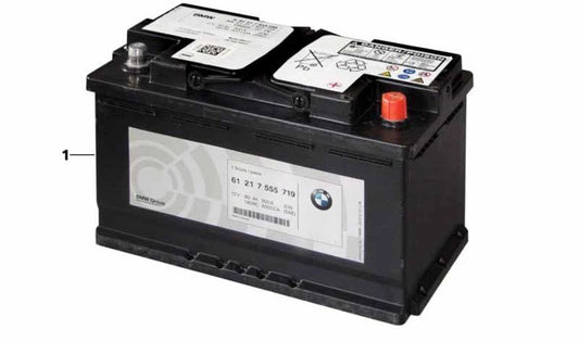 Lithium-ion starter battery for BMW 3 Series G80, G81, 4 Series G82, G83, 8 Series F91, F92, F93 (OEM 61217908325). Original BMW.