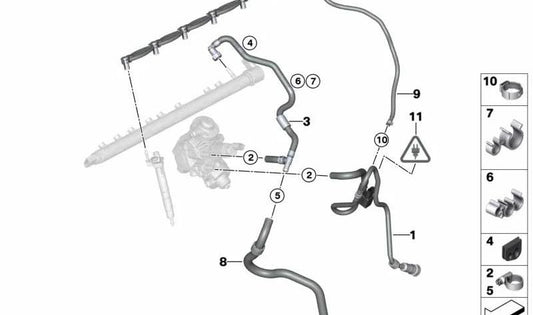 Tubo de alimentación de combustible OEM 13537823397 para BMW F25, F26. Original BMW.