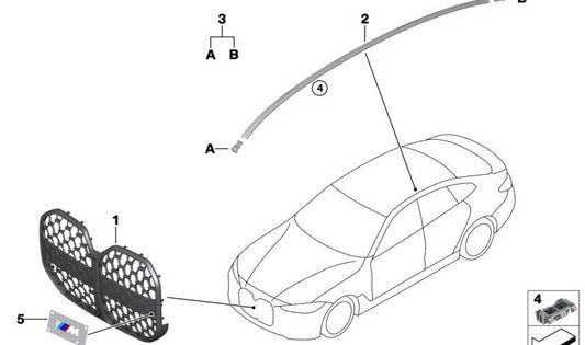 Acabamento da grade frontal OEM 51139463246 para BMW G26 (Série 4 Gran Coupe). BMW originais.