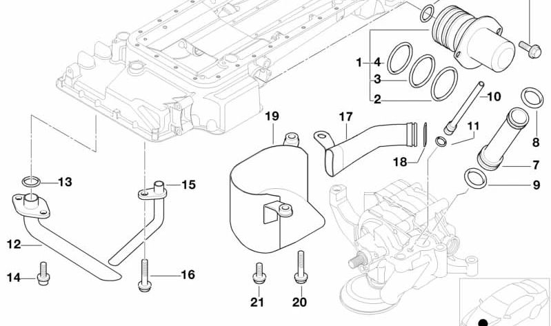 Tubería de aceite del motor OEM 11131406863 para BMW E39 M5 (S62) modelos 1998-2003. Pieza original BMW.