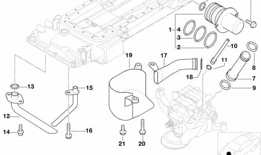 Tubo de retorno de aceite OEM 11411407543 para BMW E39. Conducto original de retorno de aceite compatible solo con BMW Serie 5 E39. Repuesto original BMW.