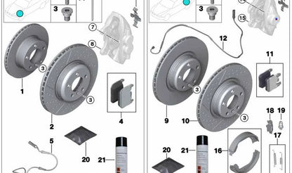 Hexagonale Schraube mit BMW Tab 1 F20 -Serie, F21, Serie 2 F22, F23, 3 F30 -Serie, F31, F34, 4 F32 -Serie, F33, F36 (OEM 34206850536). Original BMW