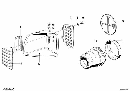 Entrada de aire imprimada izquierda OEM 46631239143 para motos BMW R 100 RT, R 80, R 65 TIC... y más. Original BMW Motorrad.