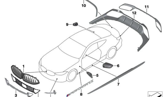 Carcasa retrovisor izquierdo carbono RHD OEM 51162446823 para BMW F90, F91, F92, F93, G14, G15, G16. Accesorio M Performance original BMW.