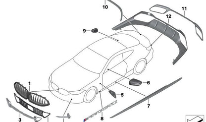 Embellecedor derecho de carbono OEM 51118074806 para BMW G14, G15, G16 (modelos 840d, 840i, M850i xDrive). Pieza original BMW.