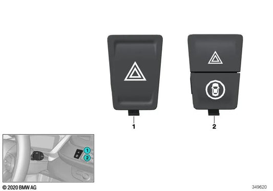 Hazard Warning Light Switch/Intelligent Safety for BMW I01, I01N, I12, I12N, I15 (OEM 61319423270). Original BMW