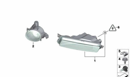 Right fog lights OEM 63176924656 for BMW E81, E82, E87, E88, E84 (X1), E83 (X3), E70 (X5). Original BMW.