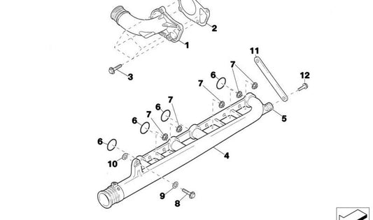 Support for admission sensor OEM 13541416397 for BMW E46, E60, E61, E65, E66, E83, E85. Original BMW piece.