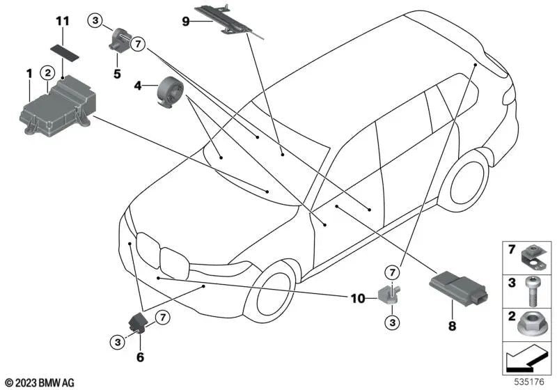 Frontsensor für BMW 2 U06 -Serie, 4 G26 -Serie, 5 G30N -Serie, 7 G11N -Serie, G70, 8 F91, F92, F93, G14, G15, G16, I20, X1 U11, U12, X3 G01n, G08N, X4 G02N , X5 f95n, g05, g05n, g18, g18n, x6 f96n, g06n, x7 g07n, xm g09 (OEM 65779496817). Ursprung