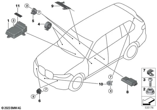 Frontsensor für BMW 2 U06 -Serie, 4 G26 -Serie, 5 G30N -Serie, 7 G11N -Serie, G70, 8 F91, F92, F93, G14, G15, G16, I20, X1 U11, U12, X3 G01n, G08N, X4 G02N , X5 f95n, g05, g05n, g18, g18n, x6 f96n, g06n, x7 g07n, xm g09 (OEM 65779496817). Ursprung