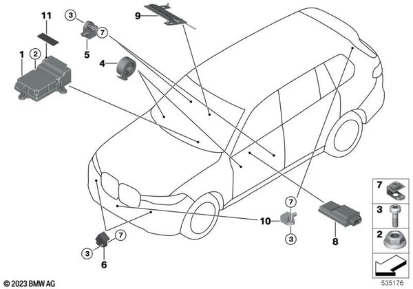 Sensor delantero para BMW Serie 2 U06, Serie 4 G26, Serie 5 G30N, Serie 7 G11N, G70, Serie 8 F91, F92, F93, G14, G15, G16, i I20, X1 U11, U12, X3 G01N, G08N, X4 G02N, X5 F95N, G05, G05N, G18, G18N, X6 F96N, G06N, X7 G07N, XM G09 (OEM 65779496817). Origina