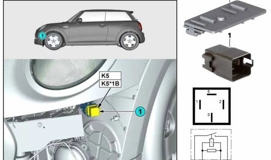 Soporte de relé OEM 61136847835 para MINI F20, F54, F55, F56, F57, F60. Compatible con todos los modelos indicados. Pieza original MINI.