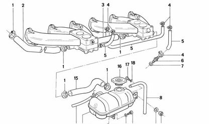 Manguera del sistema de refrigeración OEM 11531266509 para BMW E12 {525, 528, 528i} con motor M30. Compatible con modelos manuales y automáticos. Original BMW.