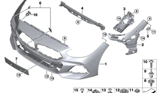 Paragolpes delantero imprimado OEM 51118746249 para BMW Z4 G29. Compatible con sensores PDC/PMA. Pieza original BMW.